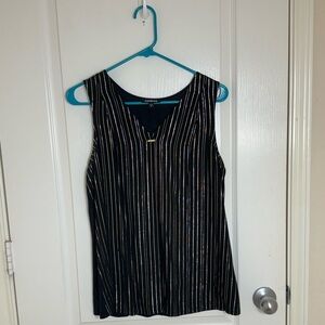 Express Black Tank with Gold Stripes - M